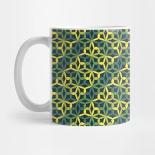 Geometric Flower Petal Pattern (Green Yellow) Mug